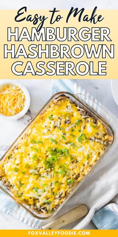 Hamburger Hash Brown Casserole, Hamburger Hashbrown Casserole, Hamburger Hashbrown, Shredded Hashbrown Recipes, Casserole Hamburger, Hamburger Dinner, Hamburger Hash, Hashbrown Casserole Recipe, Hamburger Casseroles Recipes