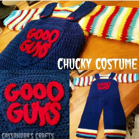 Crochet Chucky toddler costume available at cassandrascrafts.com Crochet Chucky, Ideas Disfraz, Chucky Costume, Crochet Wig, Chucky Doll, Crochet Beanie Pattern, Toddler Costumes, Halloween 2020, Halloween Crochet