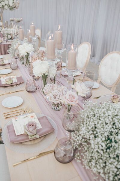 RL Design Branding Photography by: Nova Markina Blush And Ivory Wedding, Lilac Wedding Flowers, Bridal Shower Decorations Elegant, Wedding Theme Color Schemes, Wedding Table Setup, Pink Wedding Decorations, Wedding Photography Family, Bridal Shower Inspo, Wedding Fayre