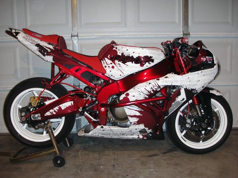 Custom Motorcycle (Bike) Vinyl Wrap Service Custom Motorcycle Paint Jobs, Pink Motorcycle, Motorcycle Paint Jobs, Red Motorcycle, Stunt Bike, Custom Sport Bikes, Honda Grom, Motorcycle Decals, Pretty Bike