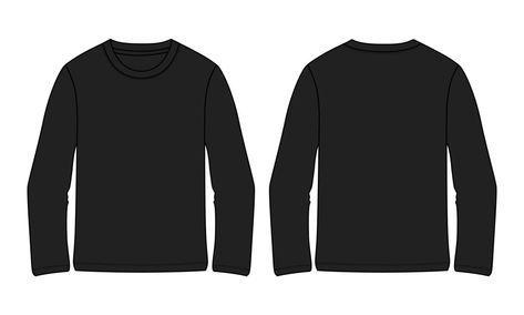 Long Sleeve Mockup, Long Sleeve Black Shirt, Color Template, Shirt Sketch, T Shirt Template, Shirt Drawing, Shirt Illustration, Shirt Template, Black Long Sleeve Shirt