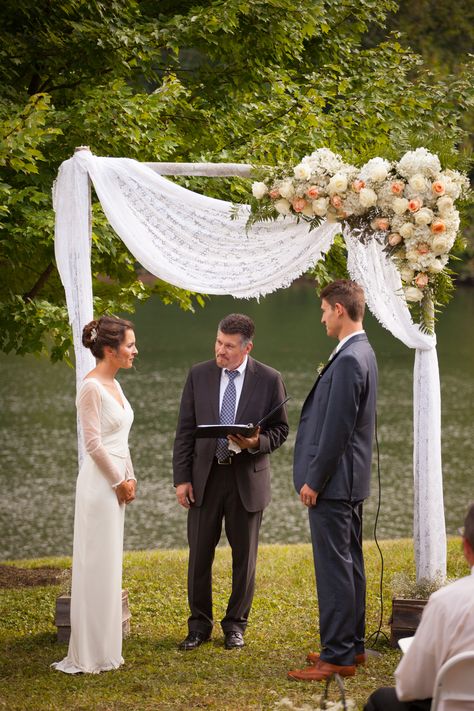 Wedding Arch Draping, Wedding Reception Entrance, Arch Draping, Riverside Wedding, Riverside Weddings, Wedding Ceremony Arch, Wedding Arbour, Creative Wedding Ideas, Ceremony Arch