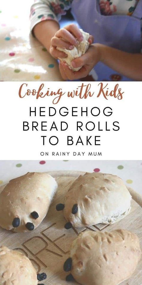 Easy baking with toddlers and preschoolers Hedgehog Bread Rolls. A simple recipe for homemade bread that young children can do with a little help ideal for a fall or winter animal themed unit study. #cookingwithtoddlers #cookingwithpreschoolers #kidsinthekitchen #cookingwithkids #rainydaymum #rainydaytots Hedgehog Bread Rolls, Hedgehog Bread, Bread Roll Recipe, Bread Recipes For Kids, Baking With Toddlers, Cooking With Toddlers, Simple Bread, Autumn Baking, Bread Rolls Recipe