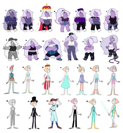 Steven Universe Outfits, Pearls Outfits, Steven Universe Amethyst, Pearl Fusion, Pearl Outfit, Pearl Su, Amethyst Steven Universe, Amethyst Su, 30 Day Art Challenge