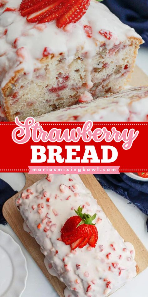 This Strawberry Bread is the perfect summer treat! Made with fresh strawberries it’s a delicious twist on quick bread recipes. Plus, it’s incredibly easy to make – even for those who are new to baking! Strawberry Bread Recipe Cake Mixes, Cake Mix Strawberry Bread, Easy Breakfast Food, Strawberry Quick Bread Easy Recipes, Strawberry Bread Frozen Strawberries, Strawberry Bread Recipe, Bread Strawberry, Strawberry Bread Recipes, Baking Recipes Pie