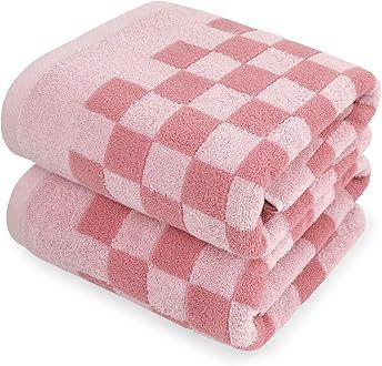 Jacquotha: BATH TOWELS Bathroom Pink, Pink Bath Towels, Towels For Bathroom, Pink Baths, Soft Bath Towels, Pink Checkered, Pink Towels, Shower Towel, Quick Dry Towel