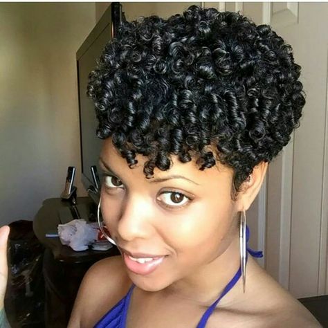 Crocheting Hairstyles, Spiral Curls Short Hair, Curls Short Hair, Hair Rods, Coiling Natural Hair, Short Hair Twist Styles, Natural Hair Twa, Black Pixie, Finger Coils