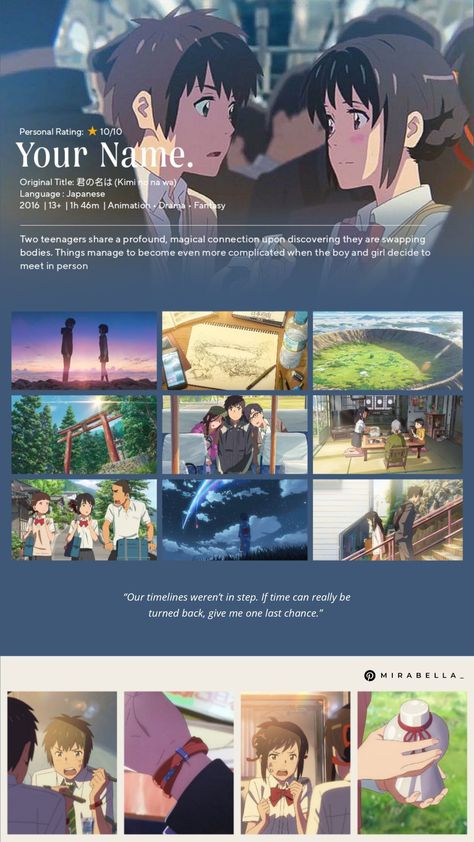 Shojo Anime To Watch, Anime Movies To Watch, Your Name 2016, Calm Background, Get Productive, Anime To Watch, Good Animated Movies, Anime English, Shojo Anime