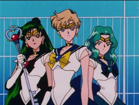 外部太陽系戦士 Sailor Pluto, Uranus, Neptune - Sailor Moon screencaps Sailor Neptune Cosplay, Pluto Planet, Outer Senshi, Sailor Moon Screencaps, Sailor Guardians, Anime References, Sailor Moon Girls, Winter Skincare, Sailor Moon S