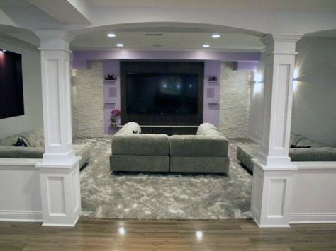 Top 50 Best Basement Pole Ideas - Downstairs Column Cover Designs Basement Column Ideas, Basement Poles, Column Ideas, Small Basement Remodel, Basement Layout, Basement Inspiration, Basement Plans, Waterproofing Basement, Small Basements