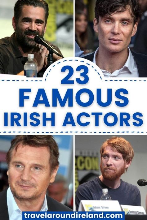 Wondering who some famous Irish actors are? Discover a handful of the best Irish male actors with this list. From Academy award-winners, to others who have played dwarves in The Hobbit trilogy, these are among the most famous Irish actors to grace our screens and theatre stages. #travelaroundireland | Famous Irish actors | Irish male actors Hot Irish Men Ireland, Irish Movies, Irish Musicians, Brendan Gleeson, Gangs Of New York, Irish Names, Irish Singers, Black Irish, Scottish Actors