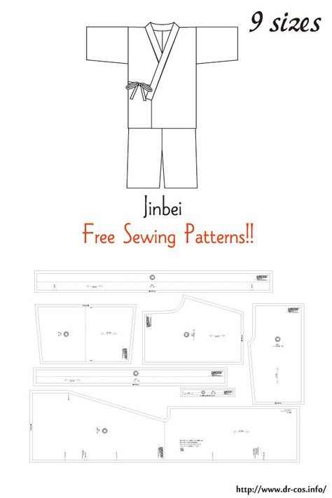 This is the pattern of a Jinbei. cm size(A4 size) Children's-100,120,140/Ladies'-S,M,L,LL/Men's-L,LL Jinbei Sewing Pattern, Mens Kimono Pattern, Jinbei Clothing, Baby Clothes Sewing Patterns Free, Jinbei Pattern, Haori Pattern Design, Japanese Sewing Patterns Free, Barbie Clothes Sewing, Sewing Patterns Dog