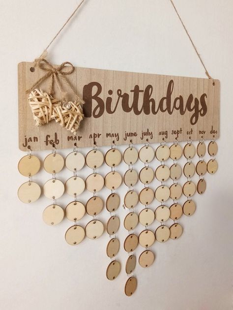 Wooden Birthday Calendar Diy, Birthday Wooden Calendar, Wooden Birthday Sign, Wood Birthday Calendar, Birthday Reminder Ideas, Birthday Calendar Ideas, Birthday Calendar Diy, Birthday Reminder Board, Birthday Board Diy