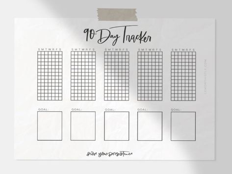 90 Day Habit Tracker Printable Free, 90 Day Tracker, Minimalist Bullet Journal Layout, Free Printable Bingo Cards, I Care Too Much, Printable Habit Tracker, Tracker Free, Habit Tracker Printable, Modern Hand Lettering