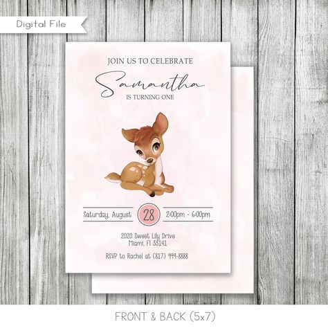 Excited to share the latest addition to my #etsy shop: Classic Baby Deer Birthday Invitation, Classic Deer Party Invitation, Printable, Digital, Personalized #bambi #birthdayinvitation #firstbirthday https://etsy.me/3N3IIRD One Deer Ful Birthday Party Girl, Bambi Invitation, Bambi Party Invitation, Bambi Invitations Free Printable, Bambi Water Bottle Labels, Isn’t She One Deer Ful, Deer Birthday Invitations, Deer Party, Deer Birthday