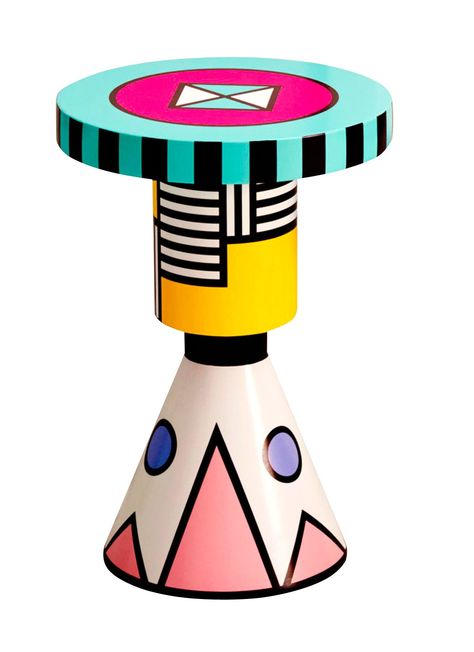 Anna Karlin’s vibrant Pattern Chess Piece turned-wood stool channels the exuberant style of the Memphis movement. Memphis Furniture, Memphis Pattern, Colorful Home Decor, Memphis Design, Contemporary Apartment, Colorful Home, Design Movements, Table Sofa, Decoration Originale