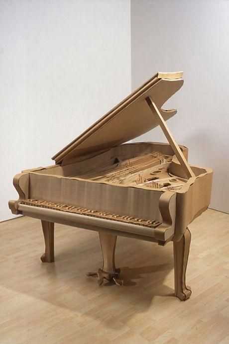 Awesome things made of cardboard Cardboard Sculptures, Cardboard Art Sculpture, Miniature Piano, Cardboard Model, Cardboard Design, Cardboard Toys, Papel Craft, Cardboard Sculpture, Diy Bricolage