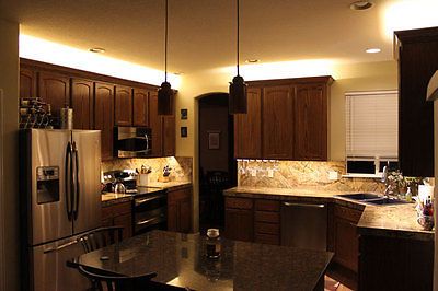 Above Cabinet Lighting, 10x10 Kitchen, Kitchen Cabinet Layout, Showcase Cabinet, Simple Home Decoration, Rta Kitchen Cabinets, Waterproof Led Lights, Cabin Kitchens, Tape Lights