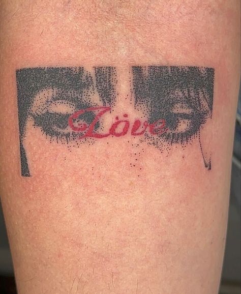 Milymatt, tattoo, tattoos, love, red, Y2K, black, realistic, girl, tears, löve, goth, aesthetic, art, stick and poke Arm Tattoos For Guys Forearm, Unique Tattoo Ideas, Funky Tattoos, Omerta Tattoo, Minimalist Tattoos, Hand Tattoos For Guys, Aesthetic Tattoo, Black Ink Tattoos, Unique Tattoo