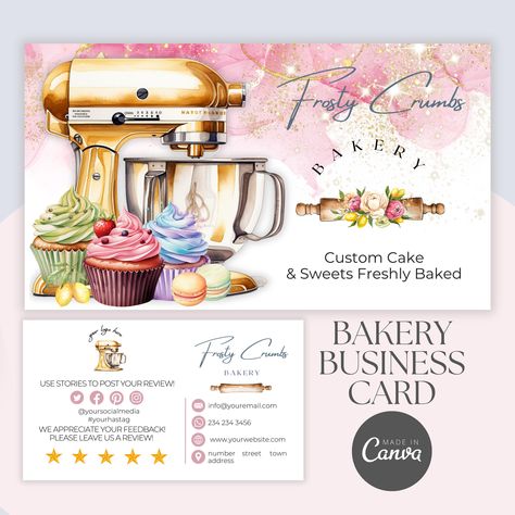 Bakery Template, Bakery Business Cards Templates, Bakery Business Cards, Business Card Templates, The Bakery, Bakery Business, Business Stationery, Personal Business Cards, Professional Business Cards