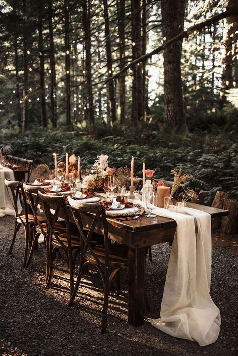 wedding tablescape, boho wedding decor, woodsy wedding, microwedding, tablescape, wedding decor, wedding table, wedding design, event design, intimate wedding Boho Wedding Tablescape, Pacific Northwest Wedding, Cottagecore Wedding, Woodland House, Micro Weddings, Wedding Tablescape, Portland Wedding, Lush Decor, Victorian Wedding