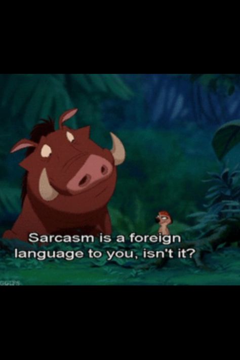 Sarcasm is a foreign language to you, isn't it? Disney Comebacks, Comebacks Humor, Timon And Pumba, Disney Amor, Humor Disney, Sarcastic People, Turn Down For What, Il Re Leone, Re Leone