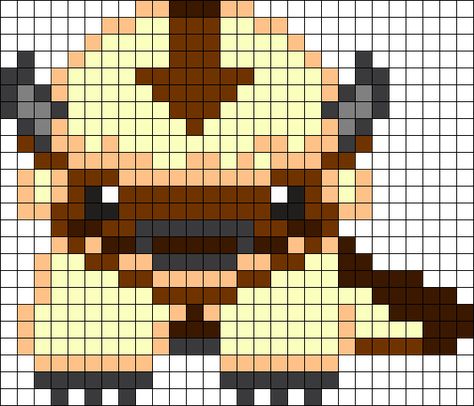 Appa Perler Bead Pattern | Bead Sprites | Characters Fuse Bead Patterns Anime Perler Bead Patterns, Appa Avatar, Piskel Art, Easy Pixel Art, Pixel Art Templates, Pony Bead Patterns, Diy Perler Bead Crafts, Pixel Art Grid, Kandi Patterns