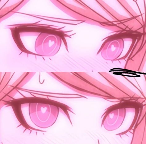 Pink Eyes Aesthetic Anime, Pink Anime Eyes, Pink Eyes Anime, Lovecore Pfp, Another Misaki Mei, Yandere Aesthetic, Kaede Akamatsu, Cute Babies Photography, Pink Anime