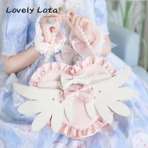 Lovely Lota ~ Angel Wing Heart Bag by Chinese Indie Brand Sailor Moon Purse, Luggage Packing List, Kawaii Handbags, Moon Purse, Kawaii Purse, Luggage Packing, Anime Bag, Kawaii Bag, Winged Heart