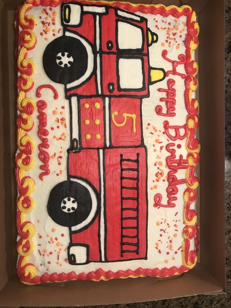 Firefighter birthday cake Fire Truck Cake Ideas, Firefighter Birthday Party Cake, Firetruck Birthday Cakes, First Responder Birthday Cake, Fire Truck Birthday Cupcakes, Fire Truck Cakes For Boys, Fire Engine Birthday Cake, Fire Truck Cupcake Cake, Firefighter Sheet Cake