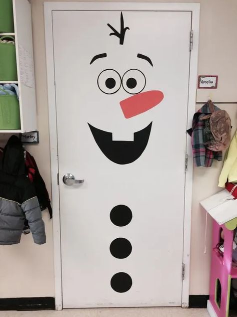 55+ Easy & Fun Christmas Crafts for Kids to Make - WeHaveKids Snowmen Doors, Snowman Fridge, Dollar Store Christmas Decor, Christmas Door Decorating Contest, Christmas Classroom Door, Door Decorating Contest, Snowman Door, Christmas Bathroom Decor, Christmas Crafts For Kids To Make