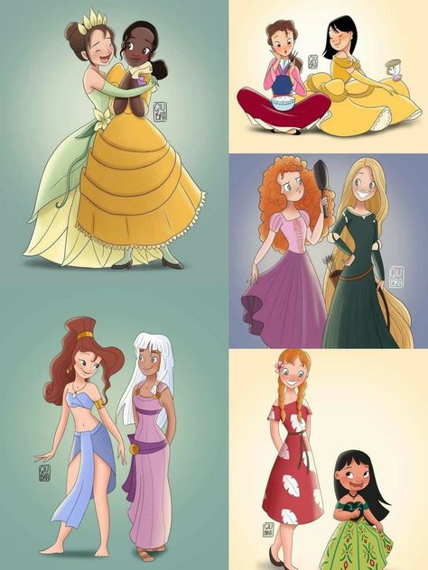 Disney Princesses Fanart, Disney Ships Crossover, Disney Princess Fanart, Disney Princess Anime, Princesas Disney Anime, Modern Disney Characters, Disney Ships, Disney Character Art, Disney Crossover