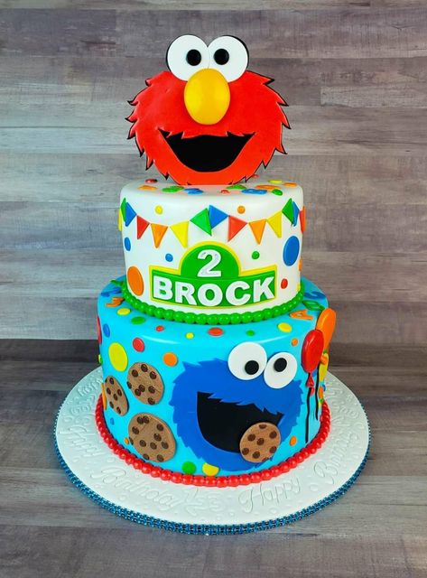 Elmo Theme Cake, Sesame St Birthday Cake, Sesame Street 2nd Birthday Cake, Elmo Birthday Cake Boy, Elmo And Cookie Monster Cake, Sesame Street Cake Ideas 1st Birthdays, Simple Sesame Street Cake, Elmo Cake For Boys, Sesame Street Birthday Cake Ideas