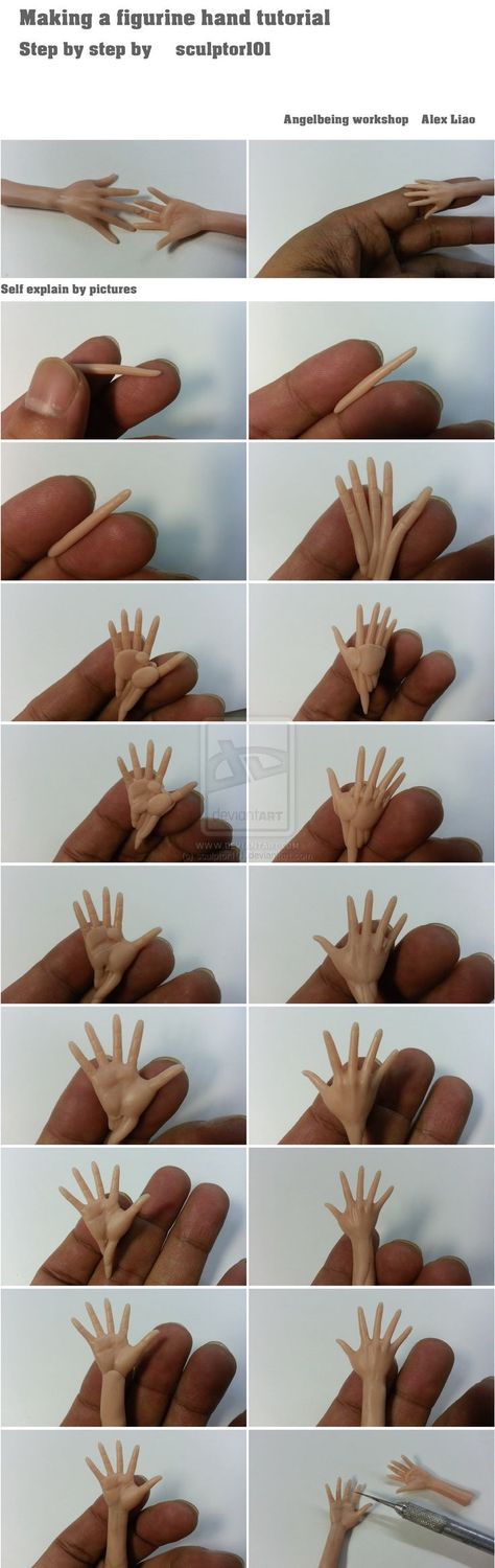 Hand Tutorial, Hands Tutorial, Sculpting Tutorials, Miniature Tutorials, Fondant Figures, Polymer Clay Dolls, Clay Figures, Doll Tutorial, Sculpting Clay