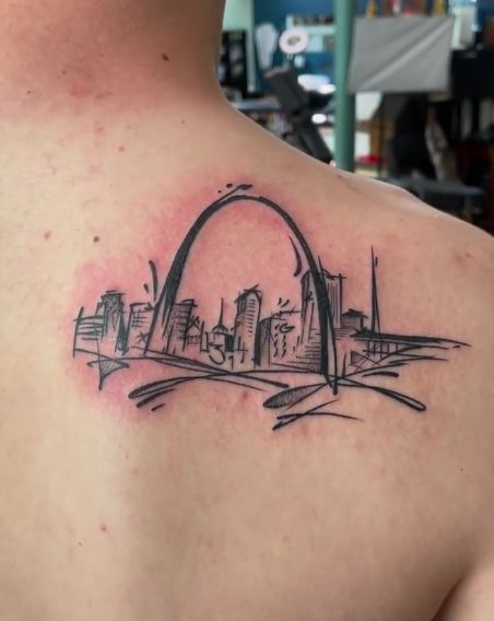 Stl Tattoo Ideas, Stl Tattoo, Skyline Tattoo, Alchemy Tattoo, City Tattoo, Abstract Tattoo, Big Thanks, Inspirational Tattoos, Jesus Fish Tattoo