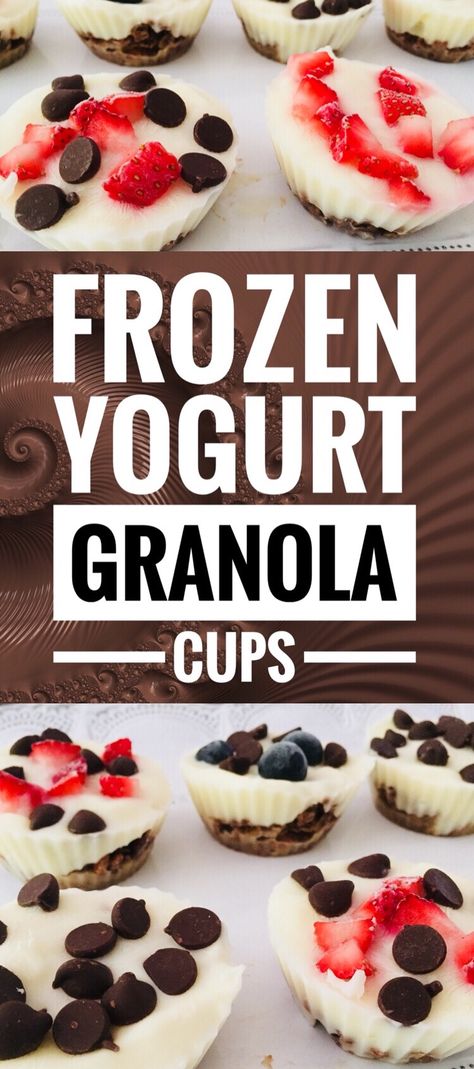 Kids Summer Snack Ideas, Healthy Summer Recipes Snacks, Frozen Yogurt Cups, Yogurt Treats, Granola Cups, Healthy Summer Treats, Healthy Summer Snacks, Yogurt Snacks, Yogurt Granola