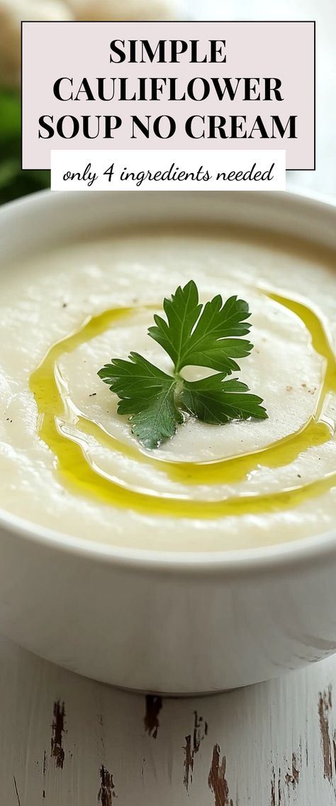 Image for Simple Cauliflower Soup No Cream Best Cauliflower Soup, Cream Of Cauliflower Soup Recipe, Cauliflower Soup Healthy, Stews Recipes, Soup Lovers, Diet Soup, Diet Soup Recipes, Creamy Cauliflower Soup, Cauliflower Soup Recipes