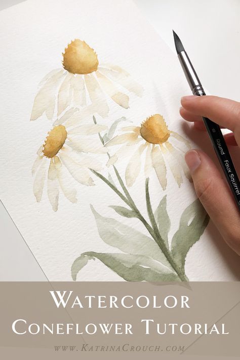 Watercolor Coneflowers, Watercolor Process, Practice Painting, Beginner Watercolor, Loose Watercolor Flowers, Diy Paintings, Watercolor Beginner, Watercolor Flowers Tutorial, Painting Video