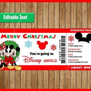 Printable Walt Disney World Trip Ticket Gift Template | Etsy Disney Freebies, Pop Up 3d, Printable Tickets, Disney Tickets, Disney On Ice, Printable Christmas Cards, Tree Cards, Christmas Pudding, Disney Vacation