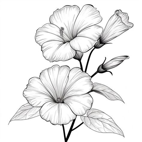 Line Art Black And White, Digital Line Art, Line Art Black, Morning Glory Flowers, Black And White Line Art, Black And White Birds, Butterfly Clip Art, Black And White Tree, Black And White Flowers