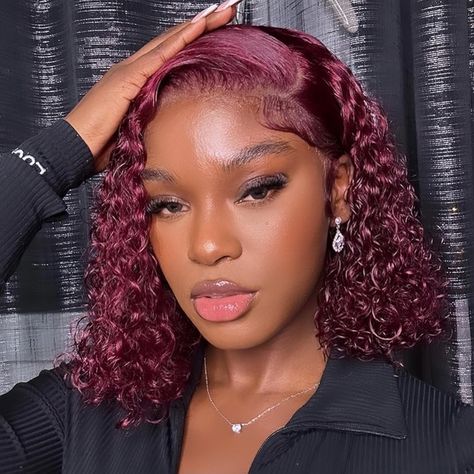 PRICES MAY VARY. 🍁🍁🍁1.Short Curly Lace Front Wig Material: 100% Unprocessed Brazilian Virgin Human Hair. Pre-Plucked with Baby Hair Along the Hairline, 99J Bob Lace Front Wigs Cut from Young Donor Directly, We Provide Length (8, 10, 12, 14 Inch) for You to Choose 🍁🍁🍁2.Curly Bob Wigs Human Hair Quality: 180% Natural Density 99J Burgundy Curly Bob Front Wigs is Soft, Full and Thick. Undetectable Flawless Middle Part Hairline in Default Can Be Any Part. Minimum Shedding & Tangle. Can be Dyed