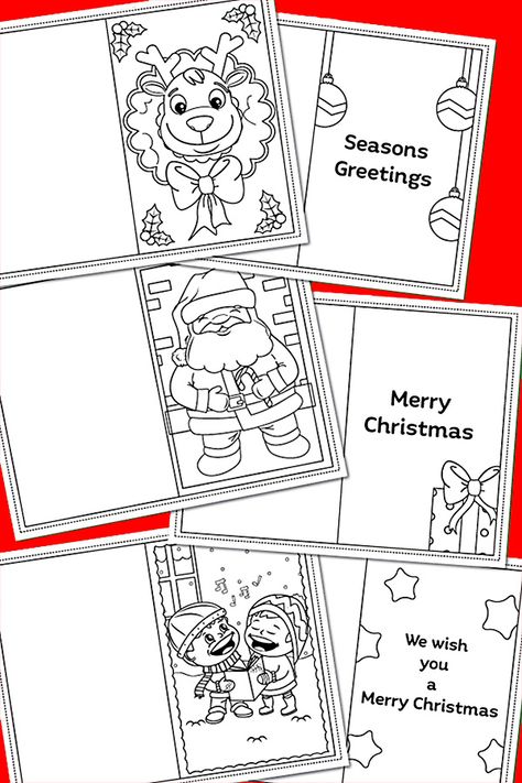 Christmas Cards Coloring Free Printable, Free Printable Christmas Cards For Kids, Christmas Card Coloring Free Printable, Printable Coloring Christmas Cards, Free Christmas Card Printables, Christmas Coloring Printables, Free Printable Christmas Cards, Christmas Colouring, Christmas Coloring Sheets