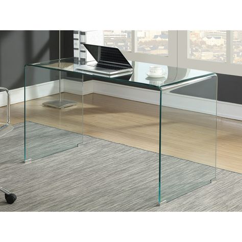 Ripley Glass Writing Desk Clear - Walmart.com Contemporary Writing Desk, Clear Desk, Glass Desk Office, Adjustable Office Chair, Glass Office, Glass Desk, Contemporary Office, Desk And Chair Set, Coaster Furniture