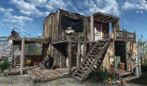 Mod The Sims - Weathering Heights Weathering Heights, Fallout 4 Settlement, Fallout Settlement, Built In Wet Bar, Fallout 4 Settlement Ideas, Apocalypse World, House Design Trends, Fallout Game, Apocalypse Art