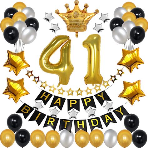 15th Birthday Decorations, Balloon Happy Birthday, Gold Birthday Decorations, Gold Number Balloons, Happy 19th Birthday, Backyard Birthday Parties, Birthday Decorations For Men, 49 Birthday, Foil Number Balloons