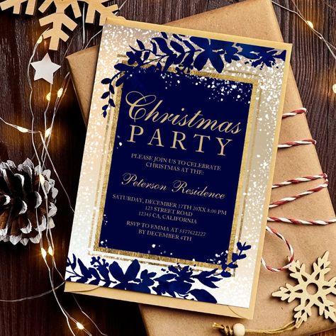 Silver Typography, Christmas Invitation Card, Night Theme, Watercolor Leaf, Snow Theme, Gold Typography, Christmas Typography, Christmas Invitation, Gray Gradient