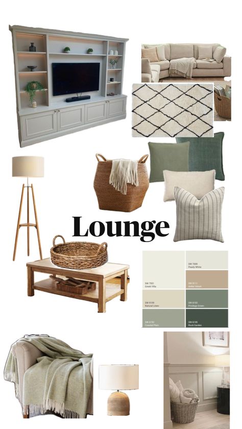 Neutral & sage green lounge inspired Cosy Sage Green Living Room, Sage Green And White Living Room Decor, Gray And Sage Green Living Room, Sage And Tan Living Room, Sage Green Grey Gold Living Room, Living Room With Sage Green Couch, Grey And Sage Green Living Room, Sage Green House Decor, Sage And Beige Living Room