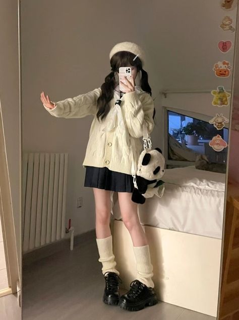 Cute Asian Outfits Kawaii, Japanese Fashion Girls Outfit School, Outfit Ideas Asian, Harajuku Style Mini Skirt For Winter, Japanese School Outfits Kawaii Fashion Girl, Yn Korea Girl Outfits, Summer Fashion Dresses Casual, Autumn School Outfit, Winter Outfits Aesthetic