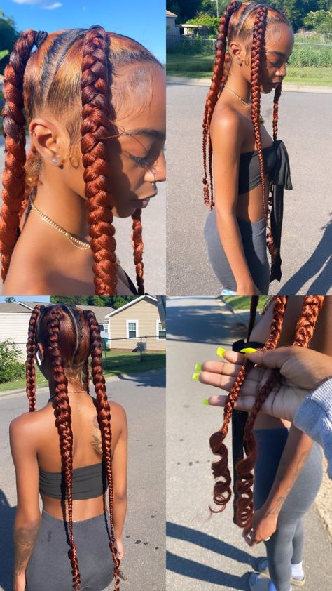 3 Big Braids For Black Women, Four Braids Black Women, Four Section Braid, 4braids Hairstyle Black Women, Four Box Braids, 5 Big Braids, Four Jumbo Braids, 4 Box Braids Hairstyles, Four Big Braids