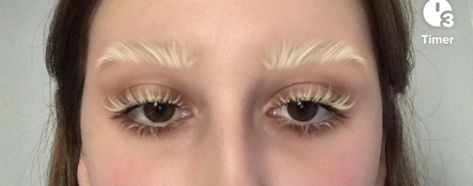 Blonde Eyelashes Aesthetic, White Eyebrows Makeup, White Lashes Makeup, Bleached Eyebrows Aesthetic, White Eyelashes Makeup, Blond Eyelashes, Blonde Eyelashes, Blonde Lashes, White Eyebrows